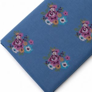 Tissu denim brodé avec des tissus brodés en coton, tissu à paillettes pour les marques de mode, fabricants de vêtements, export, fourniture OEM - Product Image 1