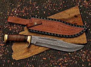 Cuchillo de Caza Fijo de Acero al Carbono de Excelente Calidad, Modelo Dundee Bowie, para Camping, Supervivencia al Aire Libre, con Hoja Recta y Punta Caída, con Funda de Cuero - Product Image 5