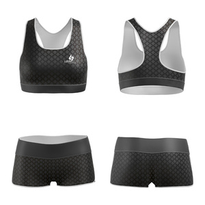 OEM 2 Piece Fitness Set Racer Back Sports <b>Bra</b> and Shorts with Quick Dry Eco Friendly Stretch Fabric Design - Product Image 6