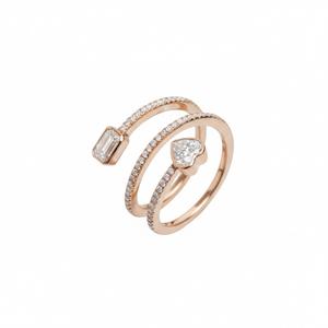 Anillo de Diamantes Apilable de Dos Hileras Estilo Envoltura para Mujer, con Diamantes de Laboratorio en Oro Sólido Puro de 14K - Product Image 1