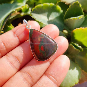 จี้เงินแท้ 925 ประดับพลอยบลัดสโตน ทำด้วยมือ ชุบทองและโรเดียม สำหรับสร้อยคอ - Product Image 1