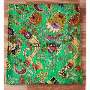 Couverture Kantha réversible vintage faite à la main en coton biologique imprimé floral de haute qualité, écologique, style indien, très vendue pour la maison - Product Image 5