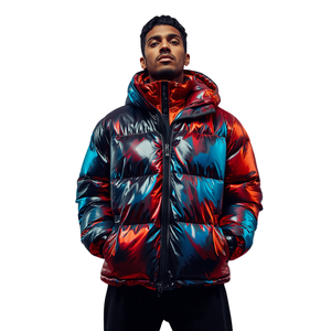Chaqueta Acolchada Reflectante Estampada para Hombre - Ropa de Invierno Brillante Resistente al Viento - Product Image 2