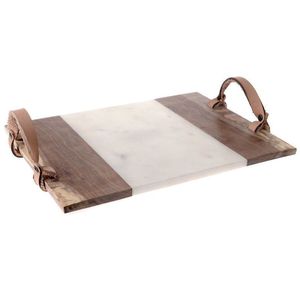 Plateau en marbre au design haut de gamme, plateaux décoratifs, plateau en pierre, plateau de service, plateau de service en marbre avec poignée en métal, prix de gros direct usine - Product Image 3