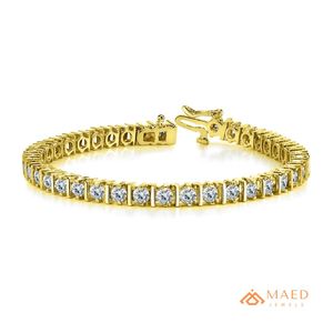 Pulsera de Tenis de Moissanita en Tono Dorado para Mujer, Cadena Fina y Eslabones, Piedras Redondas, Joyería de Moda, Regalos Elegantes para Aniversario - Product Image 1