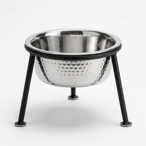 Bol pour animaux de compagnie fait main en acier inoxydable 304 noir mat de 18 cm avec support surélevé Bhoomi pour la décoration intérieure et les hôtels - Product Image 6