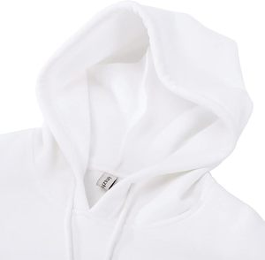 Sudadera con capucha corta blanca de manga regular, color sólido, informal, para otoño, para mujer - Product Image 3