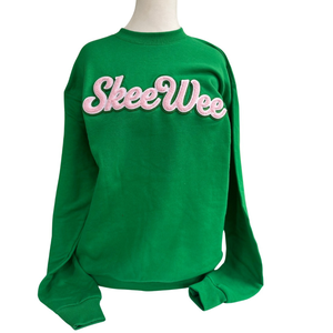 Sudadera Verde Skee Wee de Invierno para Mujer, Cuello Redondo, Manga Larga, Felpa Suave, Diseño Sólido en la Parte Delantera, Informal, Cómoda, Estilo Urbano - Product Image 1