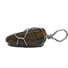 Colgante de ojo de tigre de cristal pulido con engaste de bisel, dije de aleación, estilo clásico, collar de moda unisex - Product Image 3