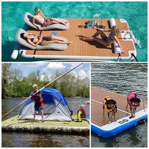 Inflatable Sport Boats Yacht Ship Floating Dock Thick Patio Dock Floating Boat Swim Platform Inflatable Float Dock Platform