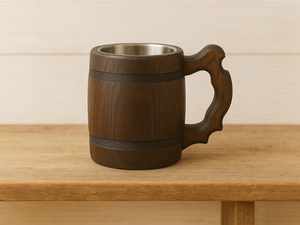 Jarra de Cerveza de Madera Hecha a Mano con Revestimiento Interior de Acero Inoxidable, Ecológica, de Madera Natural, para Bar, Pub, Restaurante y Hogar - Product Image 3