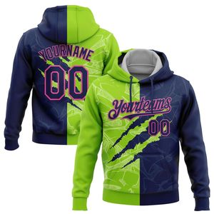Sweat à capuche personnalisé pour homme avec nom, numéro et design color block, en polaire polyester respirant, idéal pour l'hiver - Product Image 2