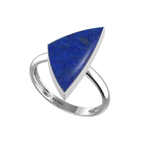 925 Sterling Silver <b>Ring</b> Bezel Setting <b>Lapis</b> <b>Lazuli</b> Gemstone Mix Shapes Classic Wedding Party Trendy Fashionable Unisex - Product Image 4