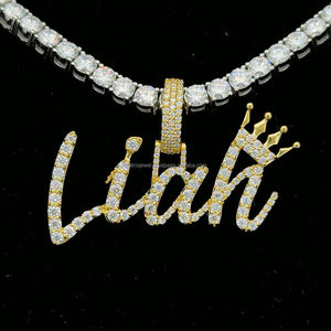 Custom <b>Name</b> Cursive Letters <b>Necklace</b> <b>Pendants</b> <b>Necklaces</b> Iced Out Charms Bling Moissanite Hip Hop Women Men Jewelry <b>Necklaces</b> - Product Image 1