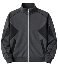 Manufacturer Custom Men Charcoal Grey Contrast Panel Tracksuit Set Full Zip Jacket & <b>Jogger</b> Pants Custom Manufacturer Sportswear - Product Image 1