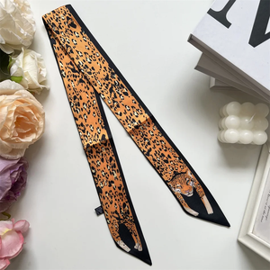 Écharpe en soie à motif animalier pour femme, fine et étroite, ruban décoratif pour poignée de sac, petit foulard en soie, ruban pour poignée de sac à main, bandeau pour cheveux - Product Image 3