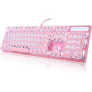 Tastiera da Gaming Meccanica Nera Retrò Punk con 104 Tasti, Retroilluminazione RGB, Stile Macchina da Scrivere, Switch Blu, Design Accattivante - Product Image 3
