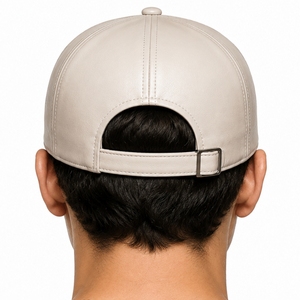 Unisex Leather Baseball <b>Cap</b> Premium Leather Embroidered Letter Front Street Style Casual Custom Made Export Quality Leather <b>Cap</b> - Product Image 2