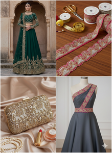 Dentelle festonnée artisanale de luxe écologique avec broderie élégante d'éléphant et de motifs floraux, 2 pouces, 9 mètres, romantique et raffinée - Product Image 3