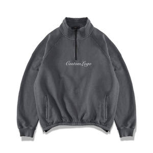 Sweat-shirt à col ras du cou avec fermeture éclair pour homme – Pull en molleton de coton surdimensionné style streetwear, coupe décontractée et épaisse pour l'hiver - Product Image 5