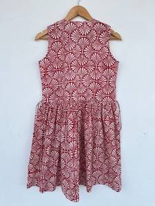 Vestido Mini de Algodón Puro con Estampado Floral Rojo, Cintura Ajustable, Estilo Boho, Verano, Casual, Vacaciones, Sin Mangas, Ropa de Playa - Product Image 5
