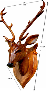 Décoration murale en bois faite à la main en forme de tête de cerf, sculpture animale rustique pour salon, bureau à domicile, chambre, entrée - Product Image 3