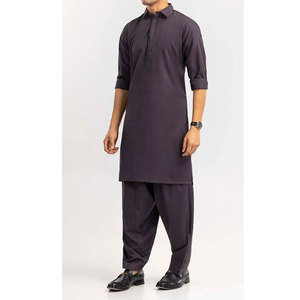 <b>Men</b> Classic Shalwar Kameez Elegant Plain Design Soft Fabric Traditional Clothing For Daily And Formal Occasions - Product Image 1