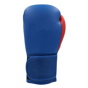 Gants de boxe d'entraînement en cuir bleu pour perfectionnistes, accents rouges, évacuation de l'humidité, maille respirante, fermeture auto-agrippante, unisexe - Product Image 3