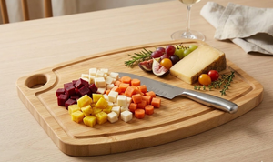 Tabla de cortar de bambú natural con asa y ranura para jugo, rectangular, para servir en la cocina, carne, pizza, de Vietnam. - Product Image 5