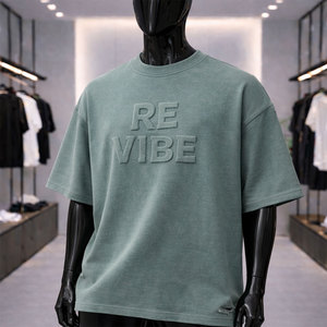Camiseta de Hombre Tallas Grandes, Sólida, con Relieve, Personalizada, Nuevo Estilo, Cuello Redondo, 100% Algodón, Tejido Transpirable de Lona, Alta Calidad - Product Image 1