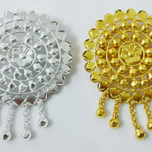 หวีผมทำมือชุบทองวินเทจ  รักษ์โลก กันน้ำ ดีไซน์หรูหราทันสมัย  ประดับเปลือกโลหะผสม  มินิ  ประดับด้วยหินสีแดงรูปดอกไม้  สำหรับเจ้าสาว - Product Image 1