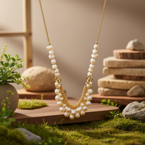 Cluster Golden Pearl Casual Jewelry Set - Product Image 3