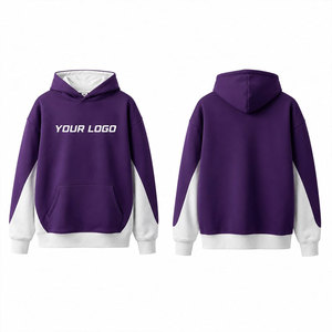 Sudadera con Capucha Unisex de Felpa Morada con Detalles Blancos, Logotipo Estampado en la Parte Delantera, Corte Holgado Informal, Ropa de Otoño - Product Image 1