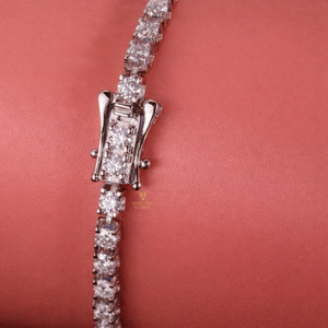 Round Cut Lab Grown Diamond Tennis <b>Bracelet</b> 14KT <b>Solid</b> <b>Silver</b> IGI Certified Luxury Engagement Wedding Gift Unisex Unique Design - Product Image 4