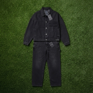 Women Black Denim Jacket And <b>Cargo</b> Jeans Set Casual Two Piece Matching Outfit Streetwear <b>Vintage</b> Workwear Clothing - Product Image 6