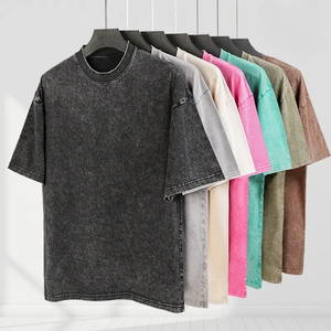 T-shirt pour homme en coton délavé style vintage, col rond, manches courtes, streetwear, décontracté, mode estivale - Product Image 6