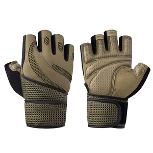 Wholesale Non-Slip <b>Weight</b> Lifting Outdoor Custom Logo Leather Gym <b>Gloves</b> Half Finger Breathable Lightweight Hook Loop Closure - Product Image 3