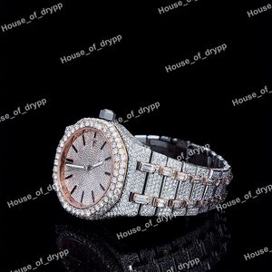 Reloj VVS con diamantes de moissanita, esfera central de lujo totalmente pavimentada, reloj hip hop para hombre en acero inoxidable. - Product Image 2