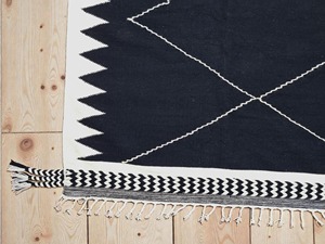 Tapis à motif géométrique, tissage plat, rectangulaire, style bohème, en coton, pour salon, usage domestique, lavable en machine, à poils fins - Product Image 5