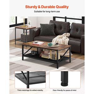 41.3 industriale tavolino da salotto 3 pezzi mobili da soggiorno facile montaggio con estremità quadrata tavoli laterali in metallo gambe per ufficio - Product Image 4