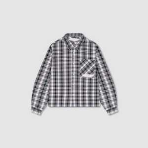 Men's Plaid <b>Flannel</b> Down-Filled Woven Turn-down Collar Single Button Overshirt Wholesale Custom Long Sleeve Cotton Shacket - Product Image 1