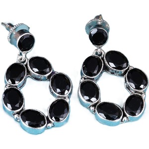 Oxidized <b>Silver</b> Oval Stone <b>Hoop</b> Multi Colors Dangle Earrings Bulk Supplier | Fashion Jewelry Wholesale Lot | Direct Manufacturer - Product Image 3