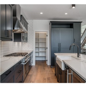 Factory Direct Country Style <b>Kitchen</b> Cabinet Set Wooden Modular Cupboard Furniture With Turned Leg <b>Island</b> Hot <b>Sale</b> - Product Image 2