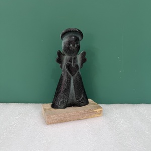 Figurine d'ange moderne en aluminium/bois, design cœur, sculpture religieuse traditionnelle pour décoration de table, salon, Diwali - Product Image 3