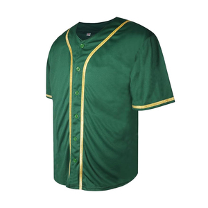 Maillot de baseball classique vert foncé avec bande dorée, vêtements de sport personnalisés pour hommes et femmes, vente en gros - Product Image 1