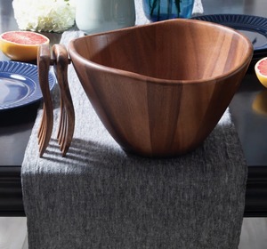 Tazón de ensalada de madera natural grande para servir comida en el hogar y en restaurantes a precio económico. - Product Image 3
