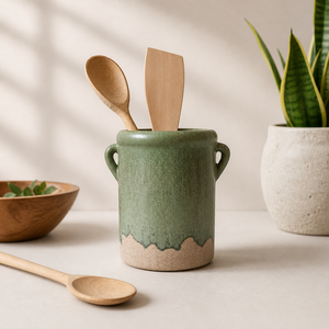 Speckled Ceramic <b>Utensil</b> <b>Holder</b> Embossed Butterfly Design Durable Glaze Finish Heat Resistant Countertop Organizer for <b>kitchen</b> - Product Image 6