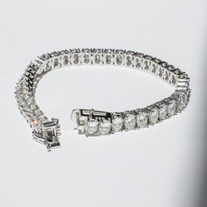Pulsera de Oro Blanco con Diamantes, Corte Brillante Redondo, Color D, Natural, Certificado GIA, Joyería Clásica para Mujer, para Boda - Product Image 2