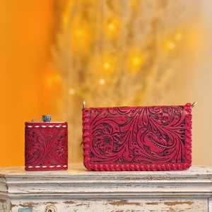 Cartera de Cuero Genuino Tallada a Mano, Moderna y Elegante, 2026, con Espacio para Teléfono, Multiusos, Color Rosa, Tipo Bandolera - Product Image 6