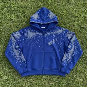 Sudaderas con Pedrería Estilo Bling para Hombre, Venta al Por Mayor, Color Personalizado, Cómodas y Transpirables, Sudadera con Cierre para Moda Urbana - Product Image 1